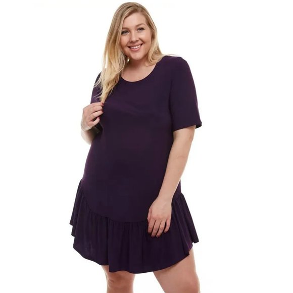 Azules Plus Size High Low Mini Dress with Ruffle Hem,1XL,2XL,3XL,made in USA - Picture 3 of 3